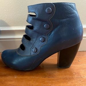 Miz Mooz Blue Leather Bootie